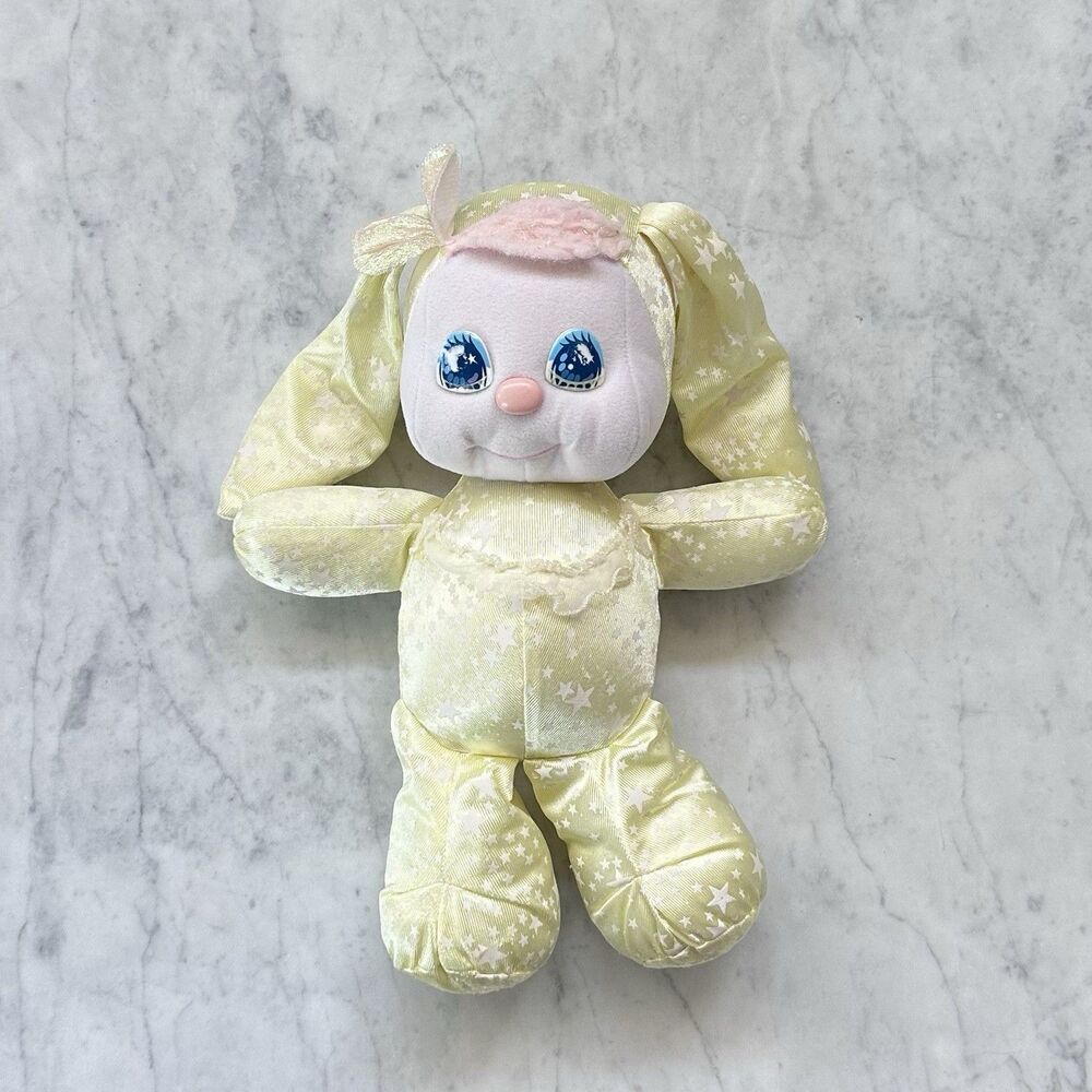 Mattel PJ Sparkles Sparklins Vintage Plush Bunny Yellow Glow in Dark 1989 READ